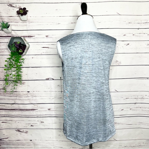 NWT Worthington Sleeveless Twist Detail Top Size Small Petite Chambray Heather - Picture 5 of 9